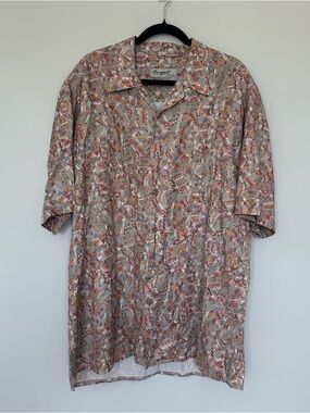 Bergati Collection Shirt Mens XXL Brown Multicolor Geometric Button Front Casual